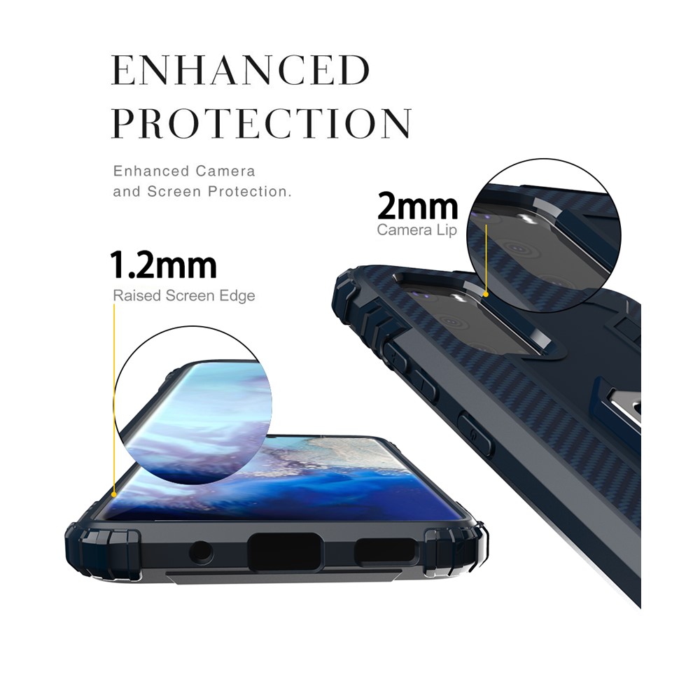 Finger Ring Kickstand Built-in Magnetic Metal Sheet TPU Case for Samsung Galaxy S20 - Blue-4
