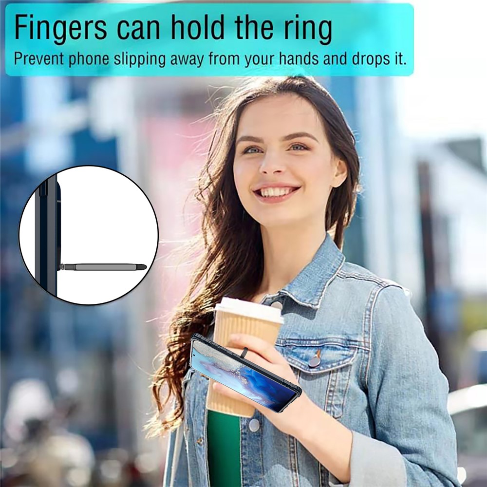 Finger Ring Kickstand Built-in Magnetic Metal Sheet TPU Case for Samsung Galaxy S20 - Blue-6