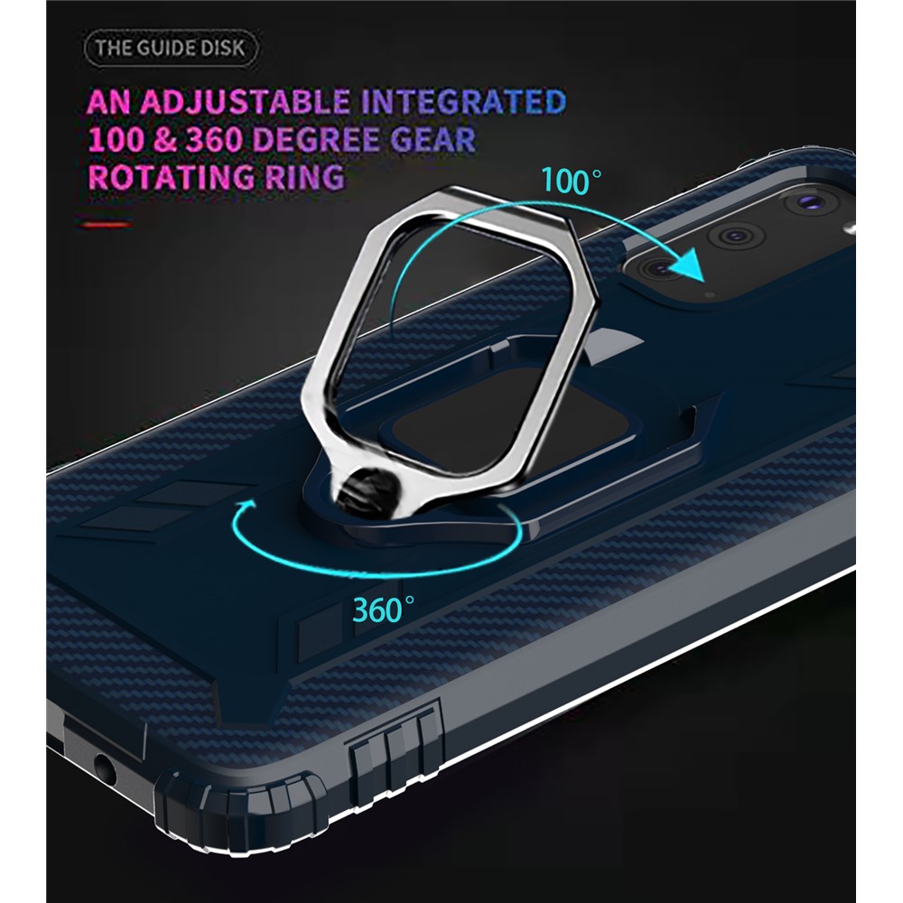 Finger Ring Kickstand Built-in Magnetic Metal Sheet TPU Case for Samsung Galaxy S20 - Blue-7