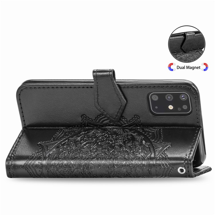 Embossed Mandala Flower Leather Covering for Samsung Galaxy S20 Plus - Black-13