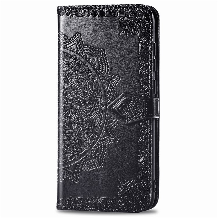 Couvrage en Cuir de Fleur Mandala en Relief Pour Samsung Galaxy S20 Plus - le Noir