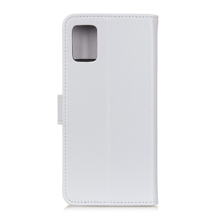 Litchi Skin PU Leather Wallet Stand Shell Case for Samsung Galaxy S20 - White-3