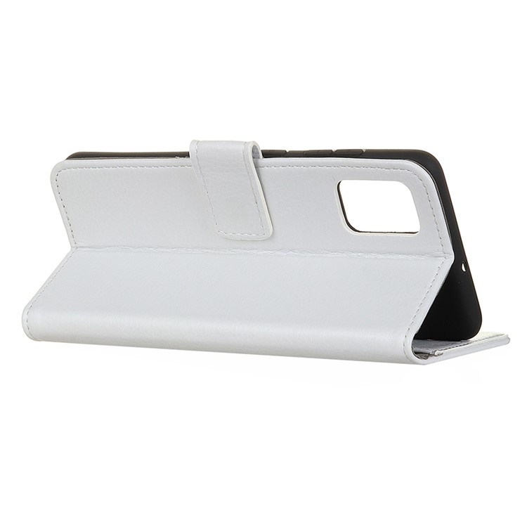 Litchi Skin PU Leather Wallet Stand Shell Case for Samsung Galaxy S20 - White-4