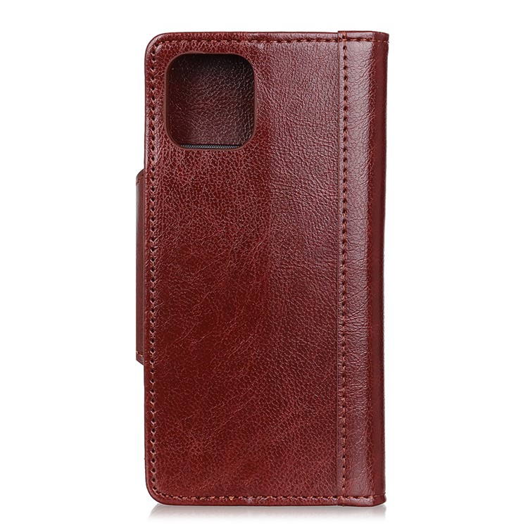 Textured PU Leather Wallet Protective Phone Casing for Samsung Galaxy A91/S10 Lite - Brown-3