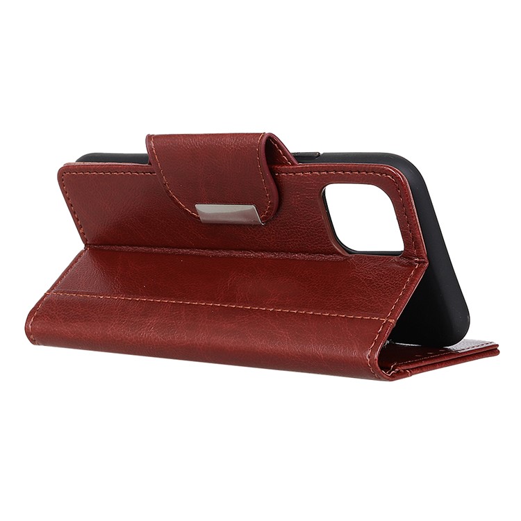 Textured PU Leather Wallet Protective Phone Casing for Samsung Galaxy A91/S10 Lite - Brown-4