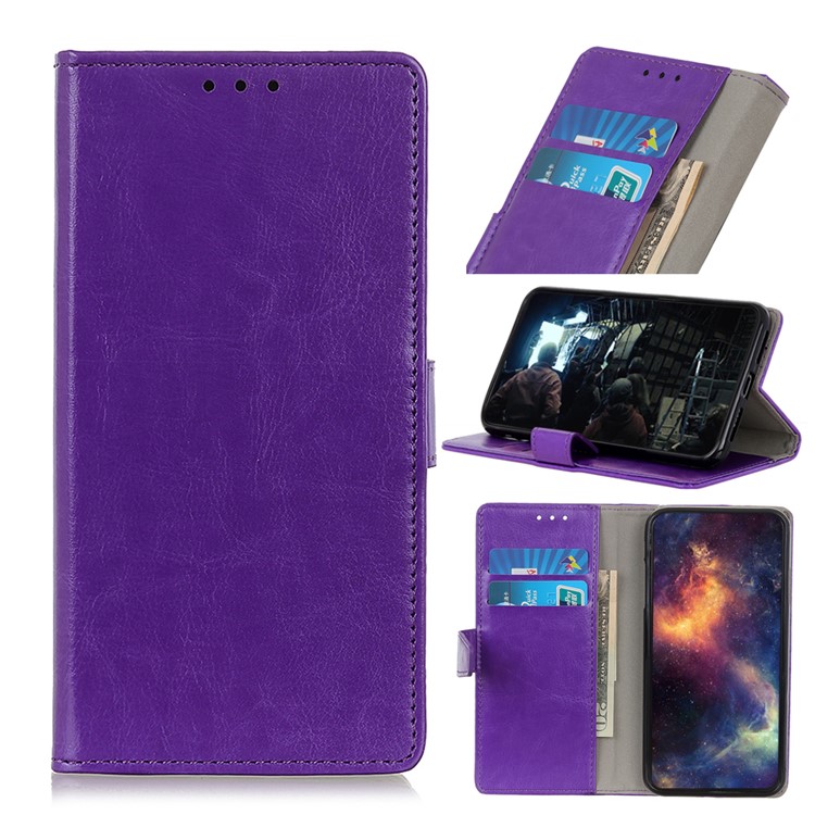 Ledergeldbörse Stand Telefon Schutzhülle Für Samsung Gehäuse Galaxy A91 / S10 Lite - Lila-1