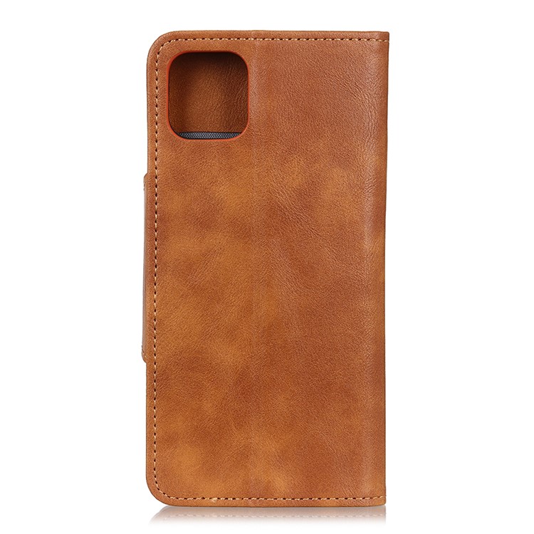 Brass Magnetic Clasp Wallet Flip Leather Phone Case for Samsung Galaxy A81/Note 10 Lite - Brown-3