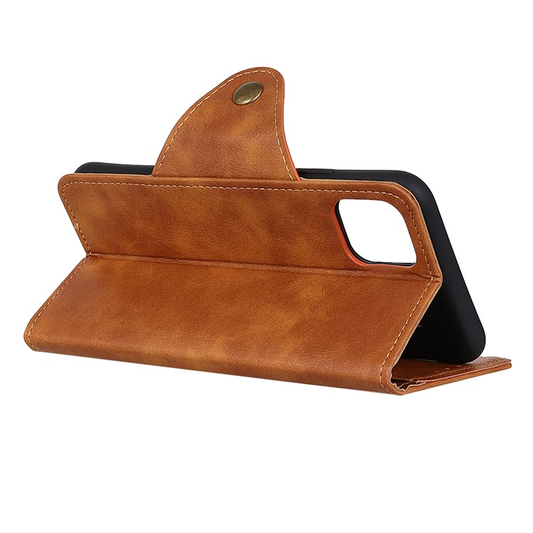 Brass Magnetic Clasp Wallet Flip Leather Phone Case for Samsung Galaxy A81/Note 10 Lite - Brown-4