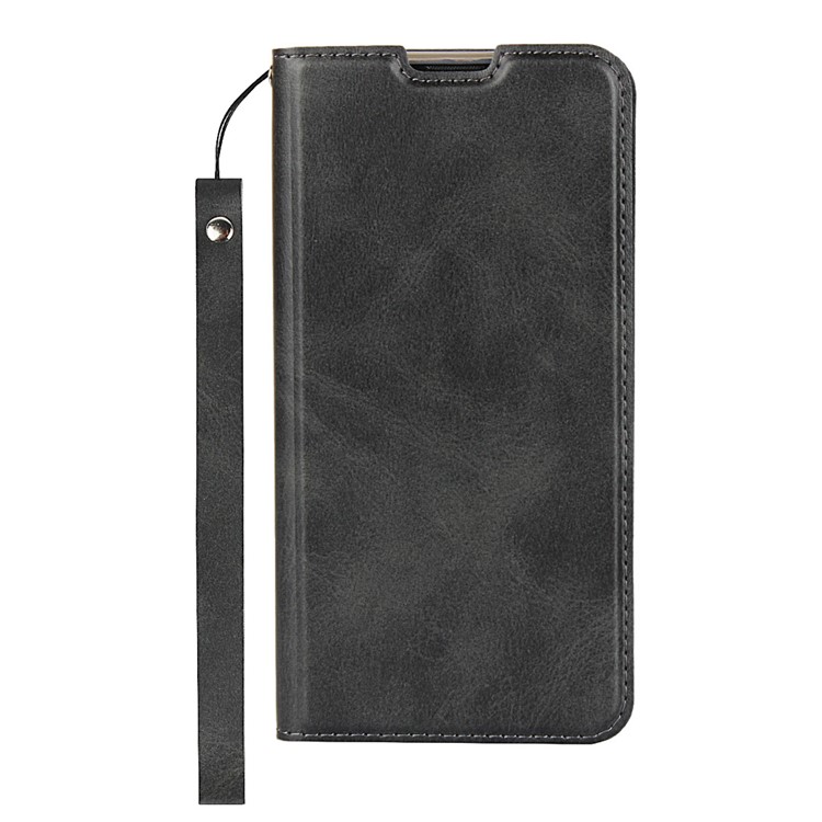 Stand Card Holder Leather Shell with Strap for Samsung Galaxy S10e - Black-2