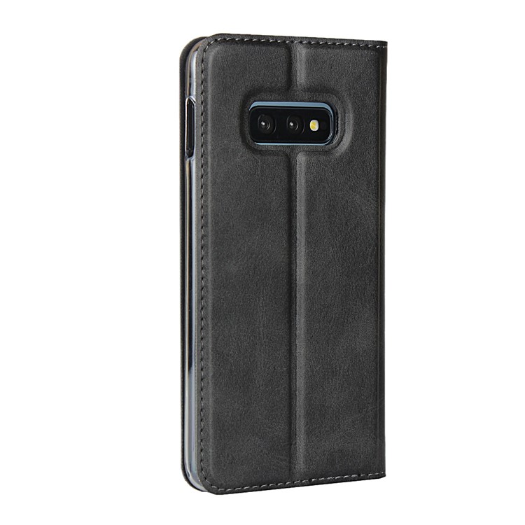 Stand Card Holder Leather Shell with Strap for Samsung Galaxy S10e - Black-4