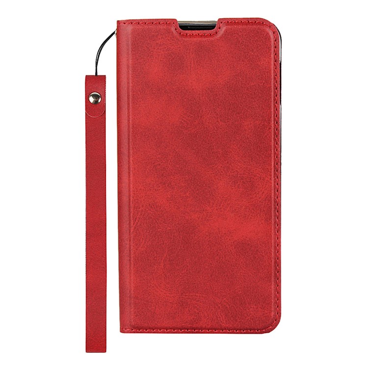 Stand Card Holder Leather Shell with Strap for Samsung Galaxy S10e - Red-2