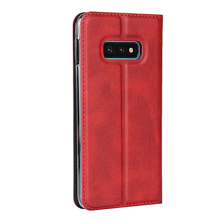 Stand Card Holder Leather Shell with Strap for Samsung Galaxy S10e - Red-4