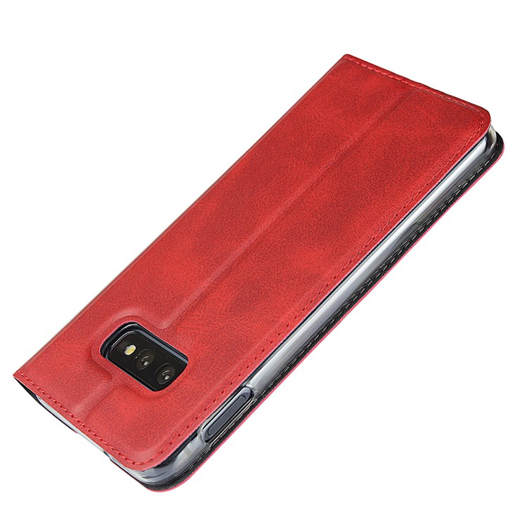 Stand Card Holder Leather Shell with Strap for Samsung Galaxy S10e - Red-6