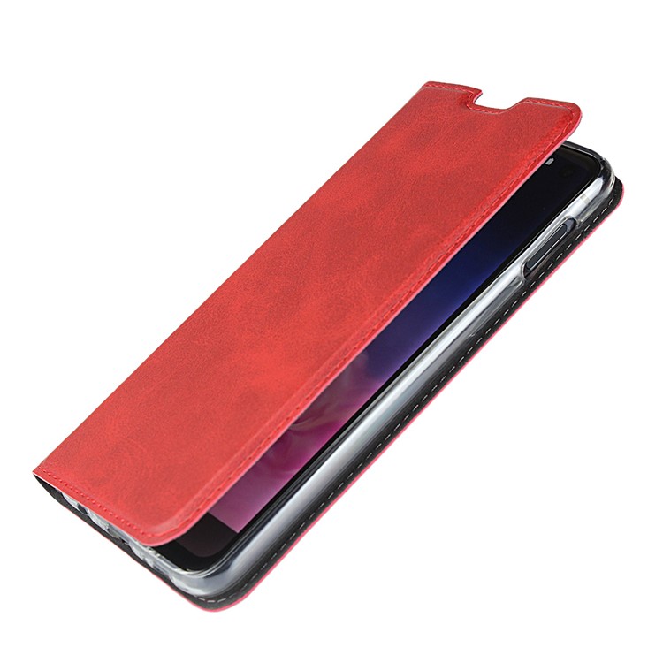 Stand Card Holder Leather Shell with Strap for Samsung Galaxy S10e - Red-7