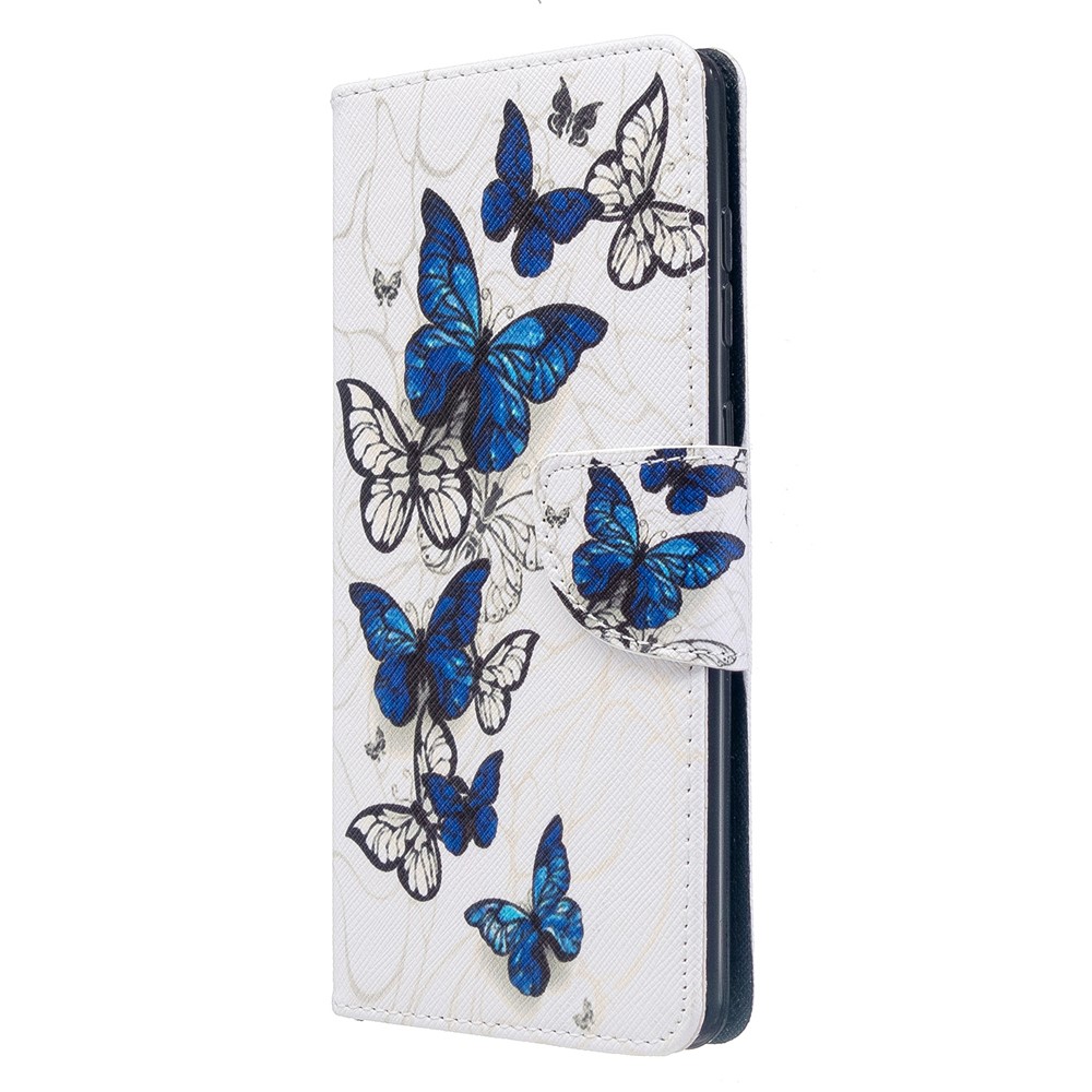 Pattern Printing Wallet Stand Flip Leather Case for Samsung Galaxy A71 - Blue Butterflies-2