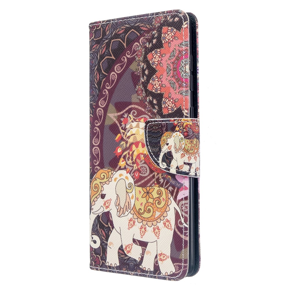 Pattern Printing Wallet Stand Flip Leather Case for Samsung Galaxy A71 A715 - Malanda and Elephant-2