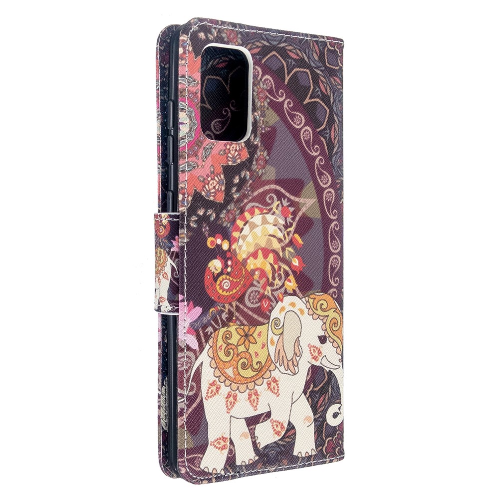 Pattern Printing Wallet Stand Flip Leather Case for Samsung Galaxy A71 A715 - Malanda and Elephant-3