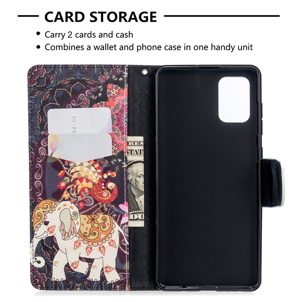 Pattern Printing Wallet Stand Flip Leather Case for Samsung Galaxy A71 A715 - Malanda and Elephant-6