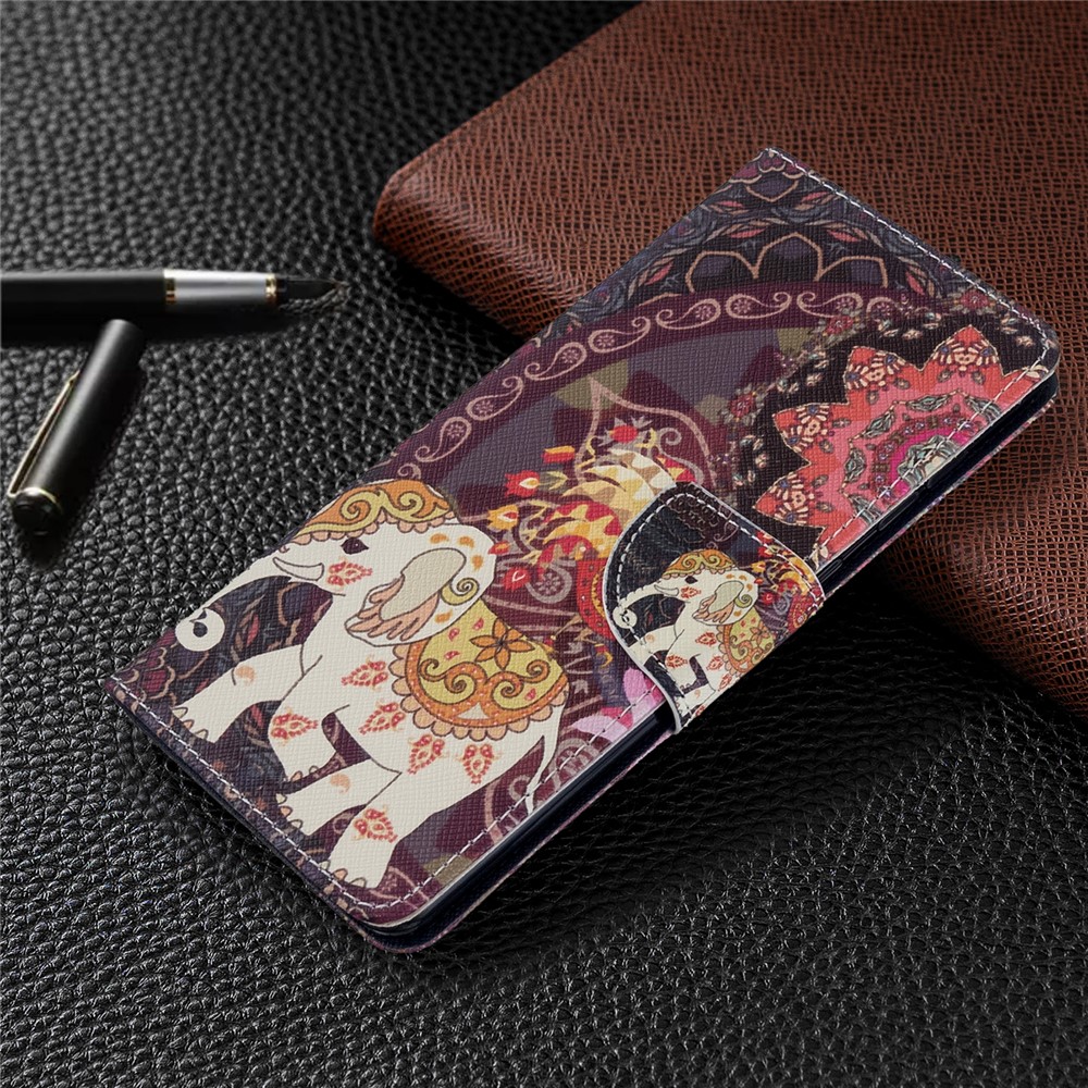 Pattern Printing Wallet Stand Flip Leather Case for Samsung Galaxy A71 A715 - Malanda and Elephant-7