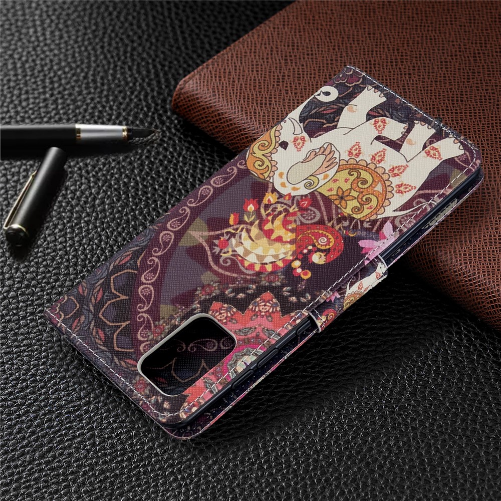 Pattern Printing Wallet Stand Flip Leather Case for Samsung Galaxy A71 A715 - Malanda and Elephant-8