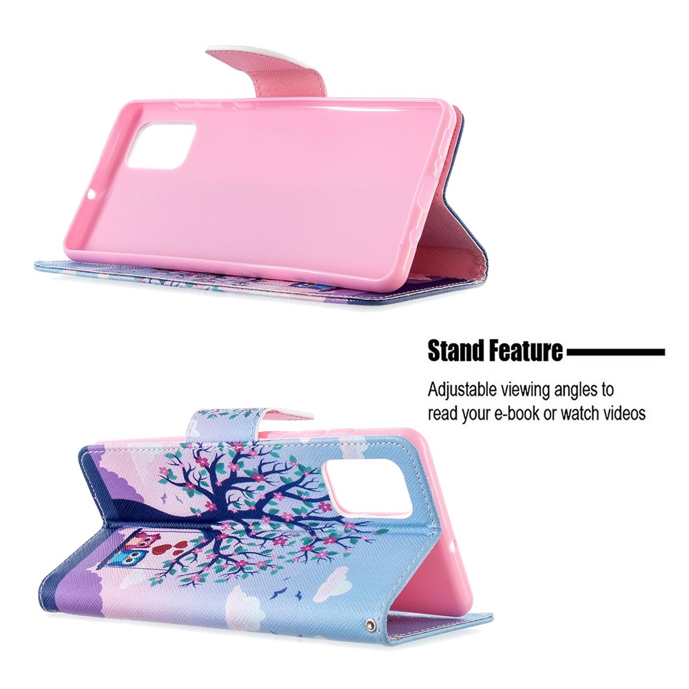 Pattern Printing Wallet Stand Flip Leather Case for Samsung Galaxy A71 A715 - Tree and Couple Owls-5