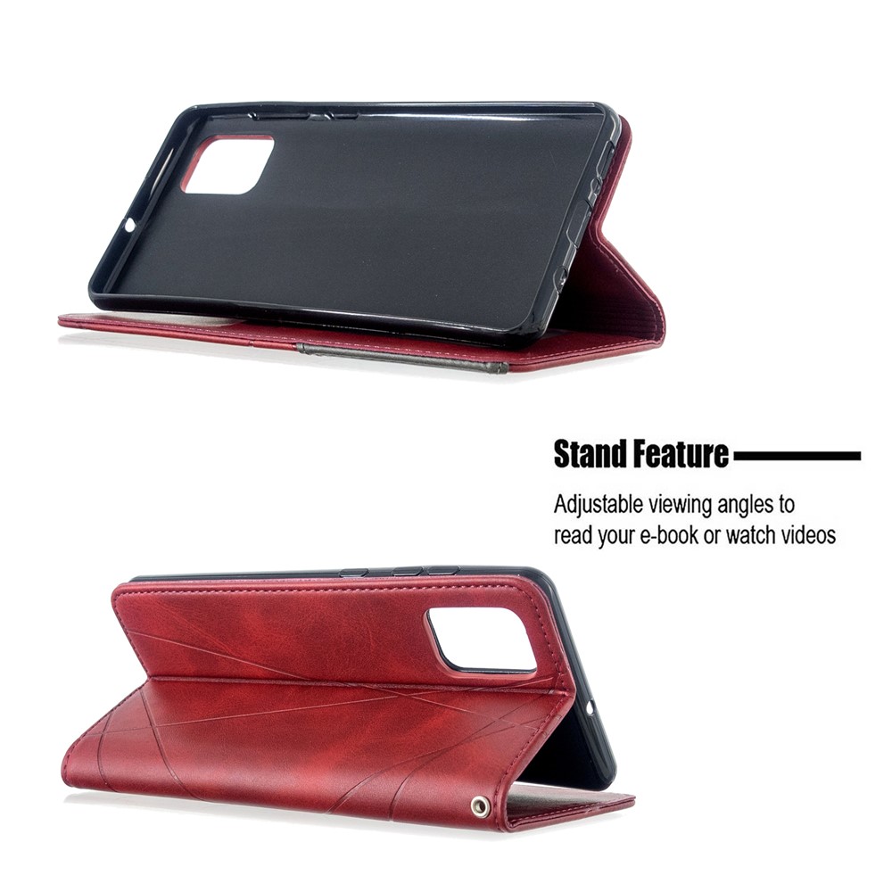 Geometric Pattern Stand Leather Case Card Holder Shell for Samsung Galaxy A71 A715 - Red-5