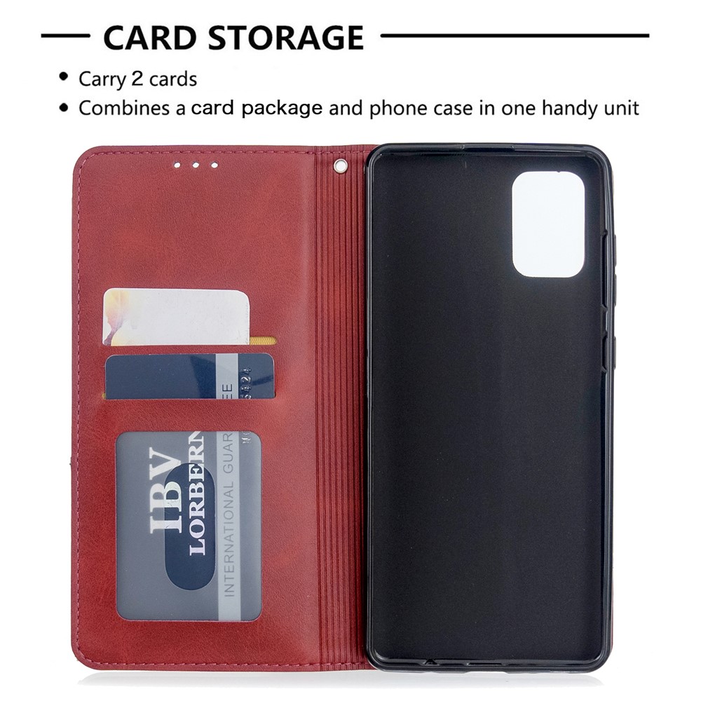 Geometric Pattern Stand Leather Case Card Holder Shell for Samsung Galaxy A71 A715 - Red-7