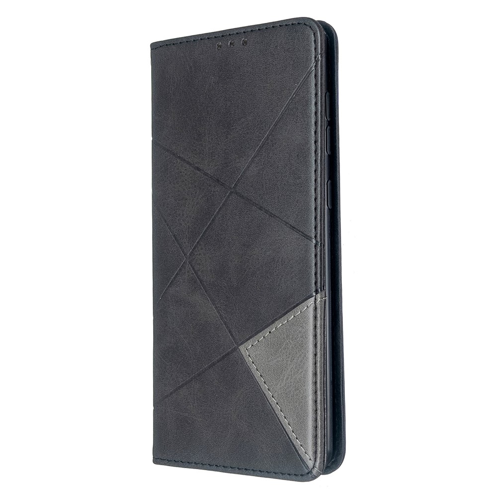 Geometric Pattern Stand Leather Case Card Holder Shell for Samsung Galaxy A71 A715 - Black-2