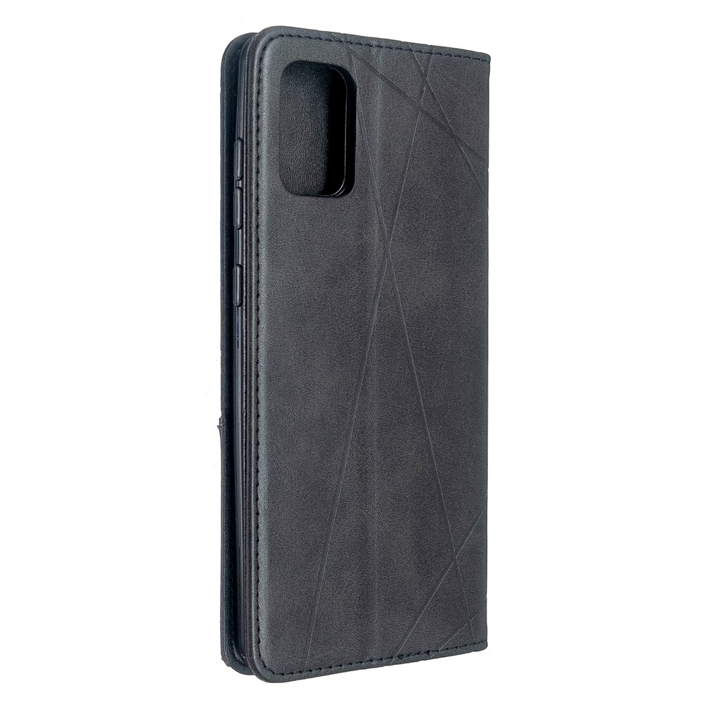 Geometric Pattern Stand Leather Case Card Holder Shell for Samsung Galaxy A71 A715 - Black-3