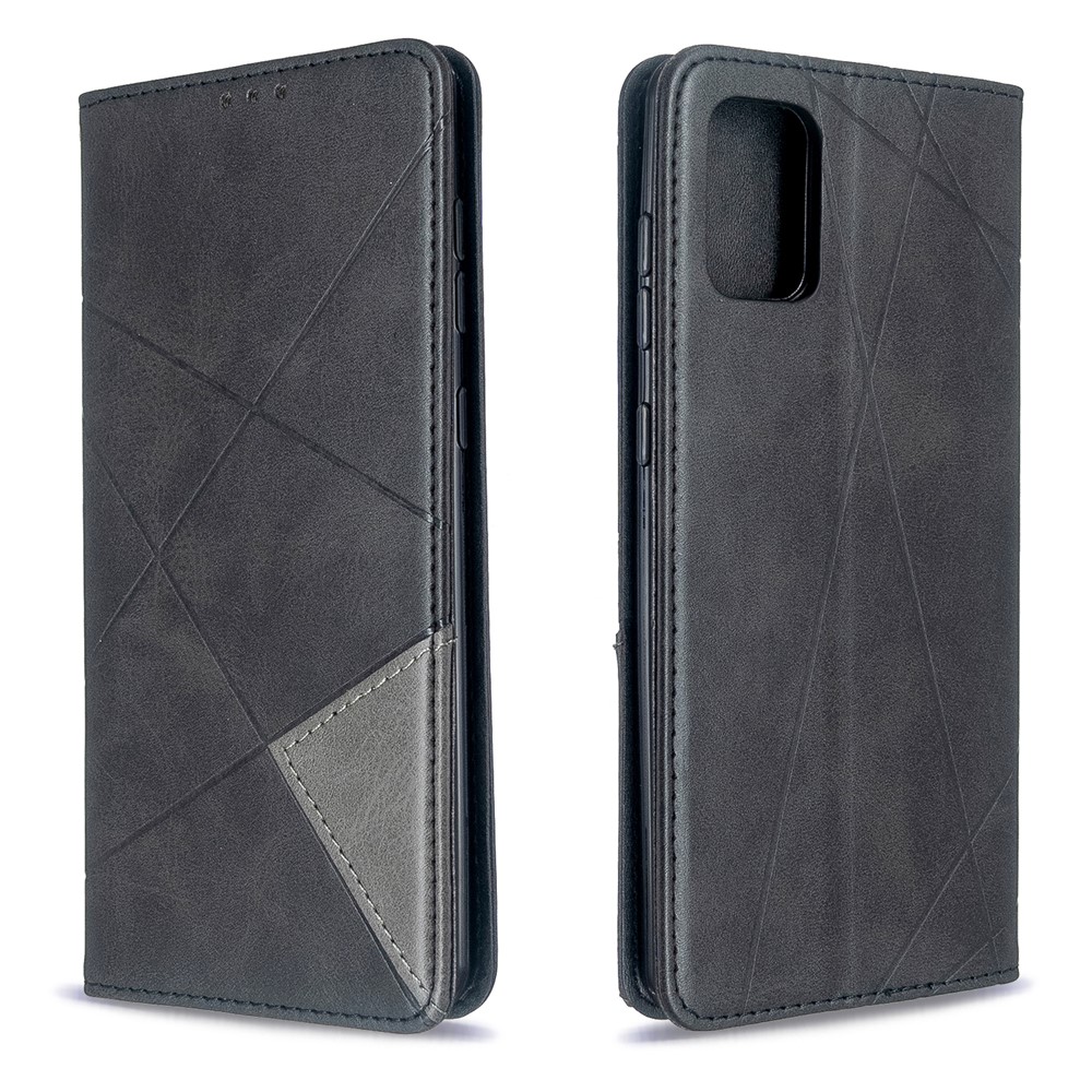Geometric Pattern Stand Leather Case Card Holder Shell for Samsung Galaxy A71 A715 - Black-4