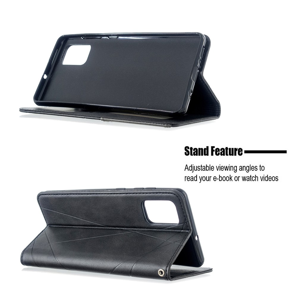Geometric Pattern Stand Leather Case Card Holder Shell for Samsung Galaxy A71 A715 - Black-5