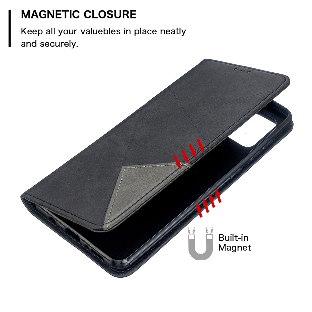 Geometric Pattern Stand Leather Case Card Holder Shell for Samsung Galaxy A71 A715 - Black-6