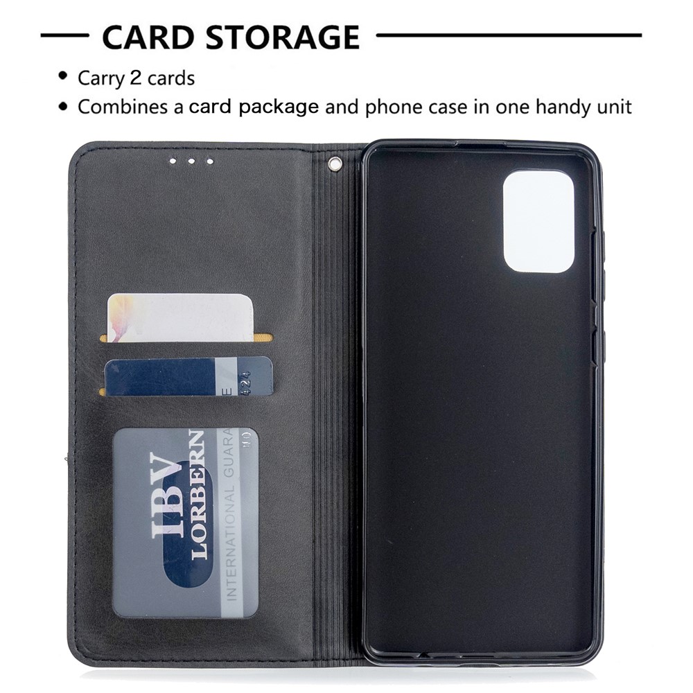 Geometric Pattern Stand Leather Case Card Holder Shell for Samsung Galaxy A71 A715 - Black-7