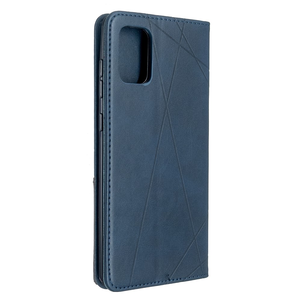 Soporte Patrón Caso De Cuero Shell Geométrico Titular De La Tarjeta Para Samsung A71 Galaxy - Azul-3