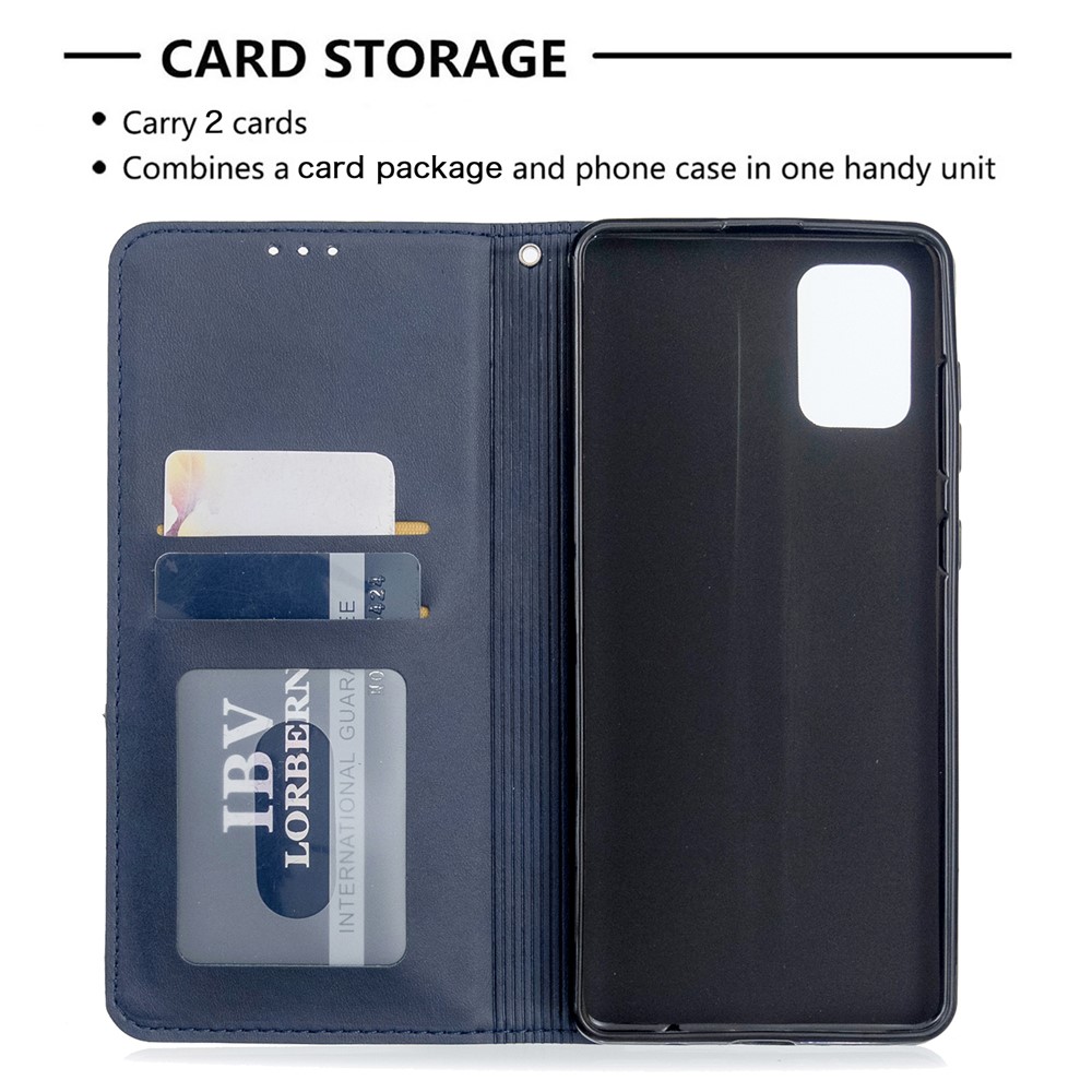 Soporte Patrón Caso De Cuero Shell Geométrico Titular De La Tarjeta Para Samsung A71 Galaxy - Azul-7