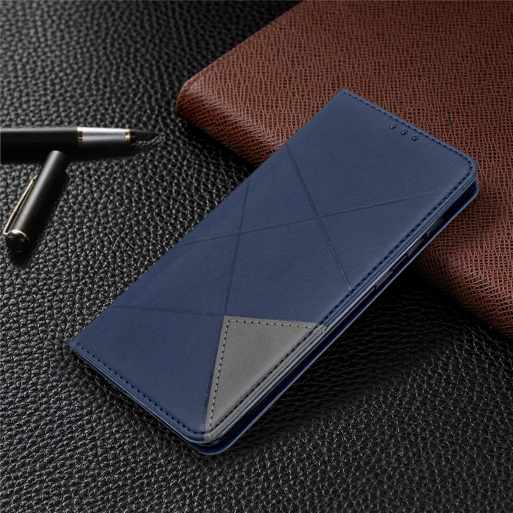 Soporte Patrón Caso De Cuero Shell Geométrico Titular De La Tarjeta Para Samsung A71 Galaxy - Azul-8
