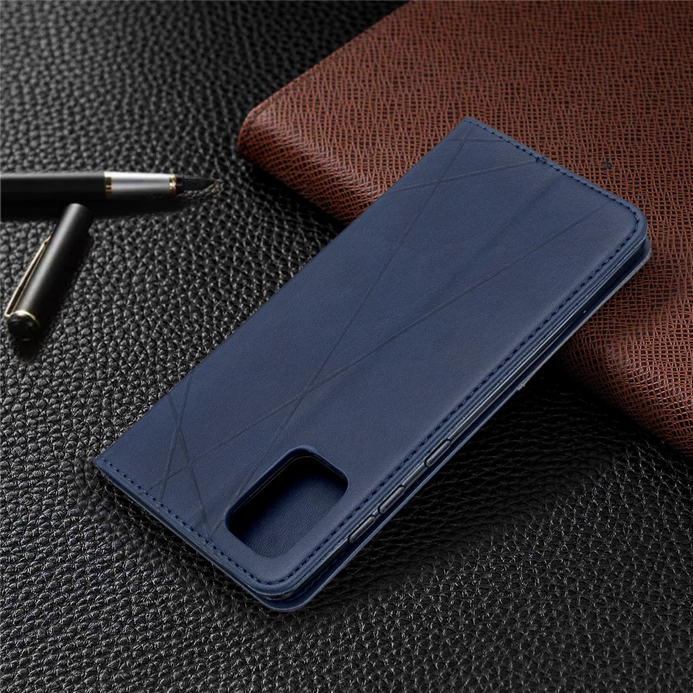 Soporte Patrón Caso De Cuero Shell Geométrico Titular De La Tarjeta Para Samsung A71 Galaxy - Azul-9