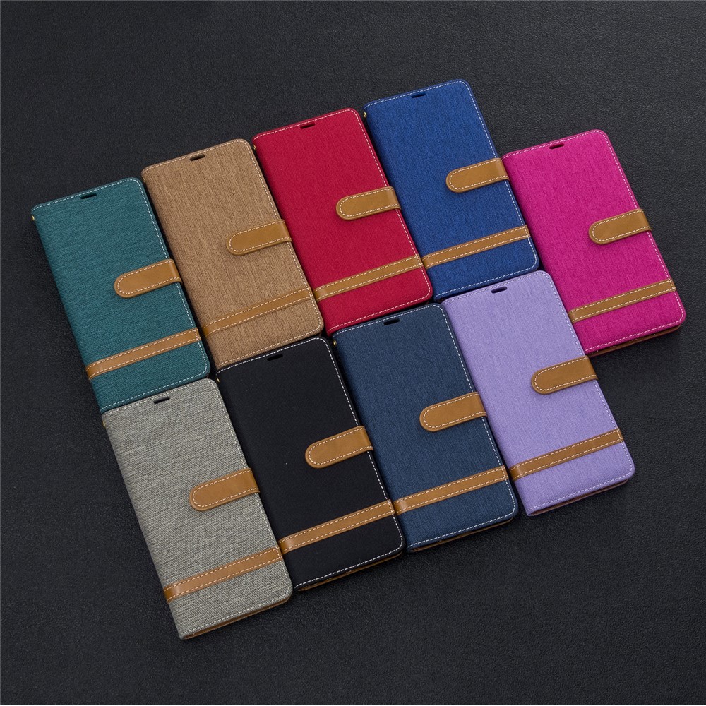 Color Splicing Jeans Cloth Skin Wallet Leather Case for Samsung Galaxy A71 - Black-9