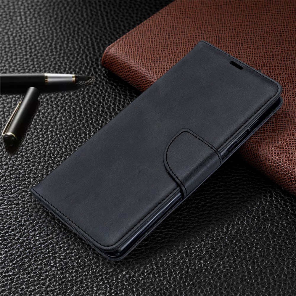Normallack PU-lederne Mappe Stand Handy-Gehäuse Für Samsung Galaxy A71 - Schwarz-7