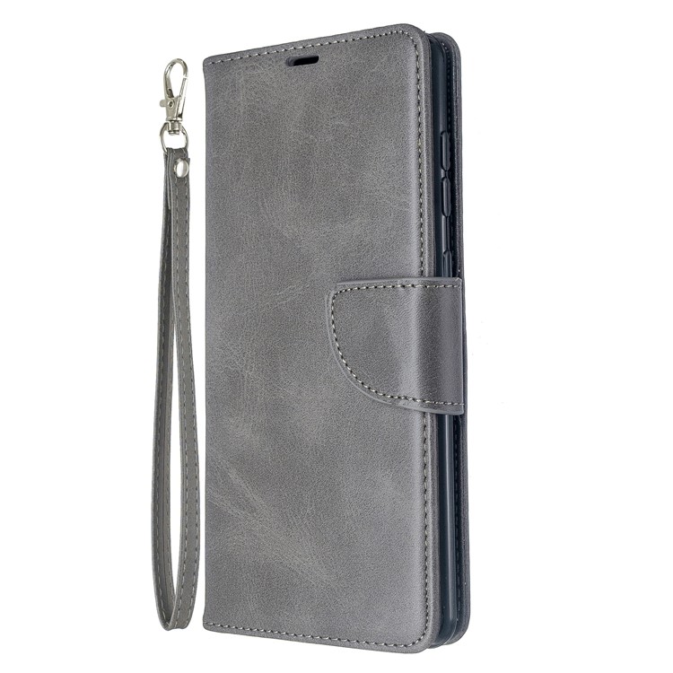 Solid Color PU Leather Wallet Stand Phone Casing for Samsung Galaxy A71 A715 - Grey-2