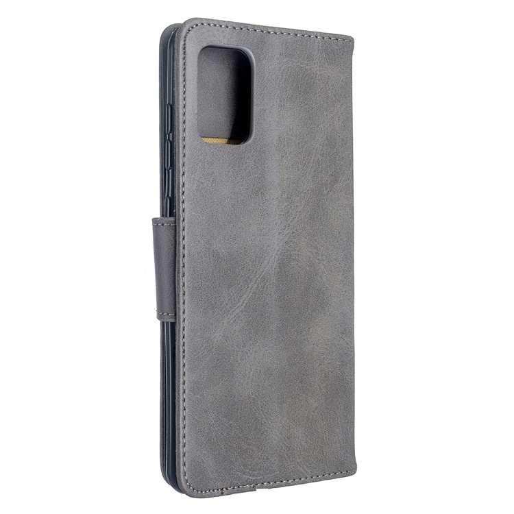 Solid Color PU Leather Wallet Stand Phone Casing for Samsung Galaxy A71 A715 - Grey-3