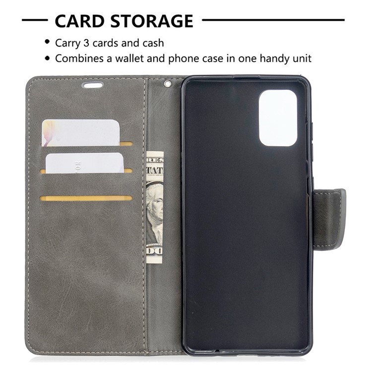 Solid Color PU Leather Wallet Stand Phone Casing for Samsung Galaxy A71 A715 - Grey-6