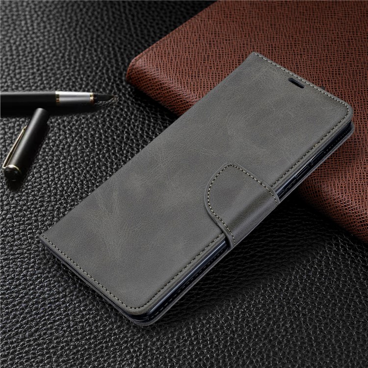 Solid Color PU Leather Wallet Stand Phone Casing for Samsung Galaxy A71 A715 - Grey-7