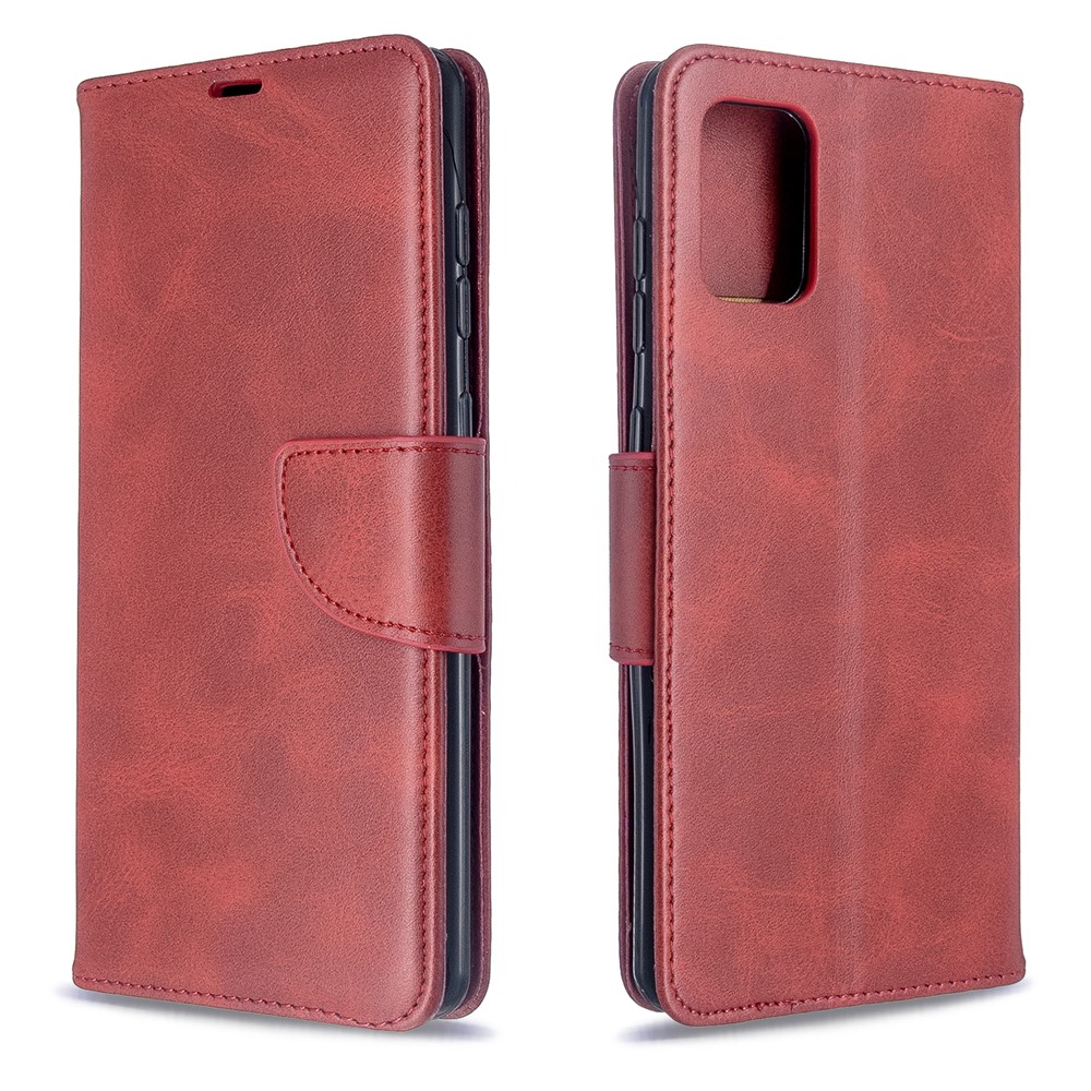 Solid Color PU Leather Wallet Stand Phone Casing for Samsung Galaxy A71 A715 - Red-4