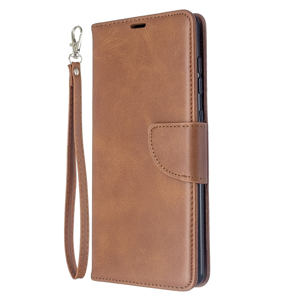 Solid Color PU Leather Wallet Stand Phone Casing for Samsung Galaxy A71 A715 - Brown-2