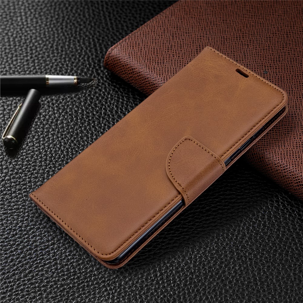 Solid Color PU Leather Wallet Stand Phone Casing for Samsung Galaxy A71 A715 - Brown-7