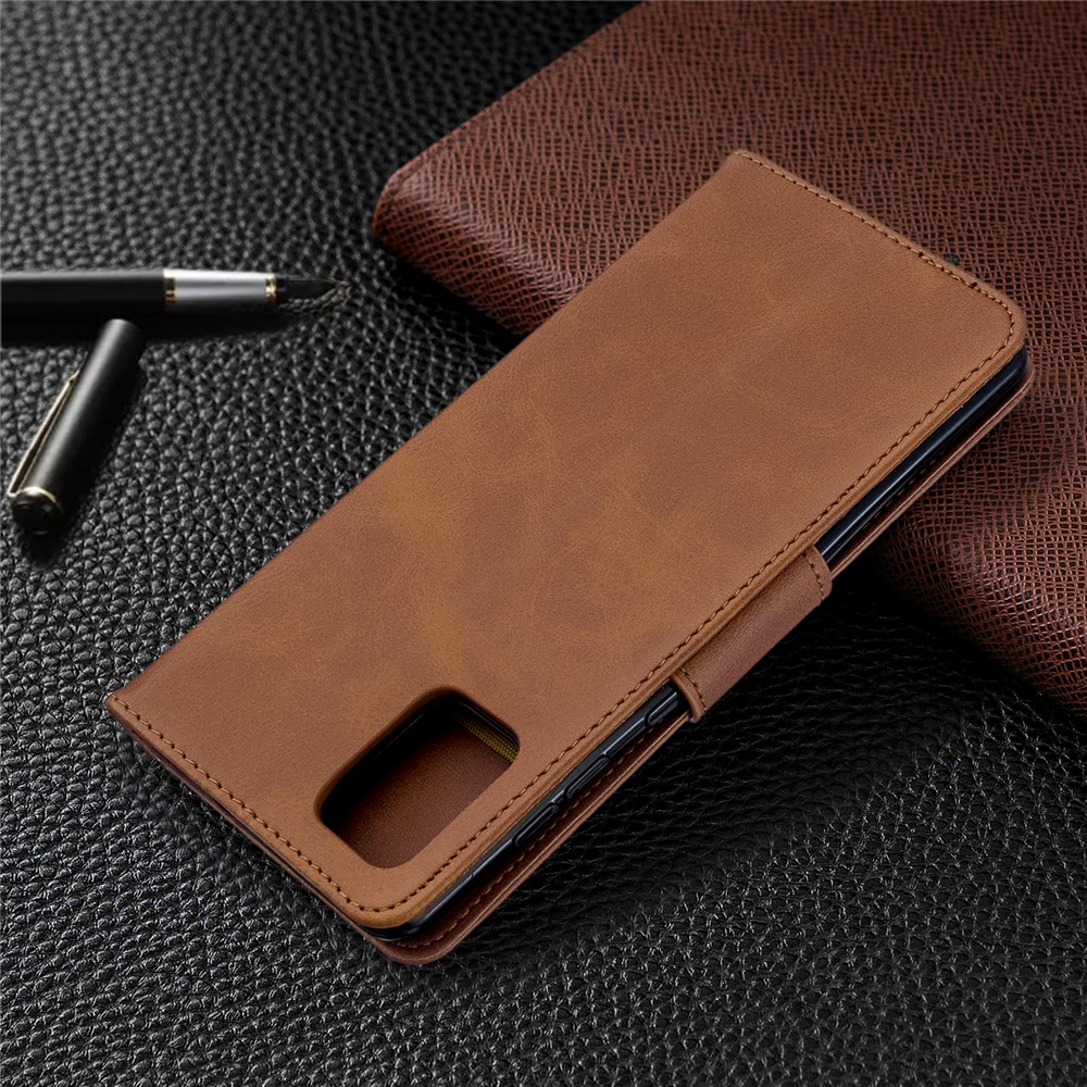 Solid Color PU Leather Wallet Stand Phone Casing for Samsung Galaxy A71 A715 - Brown-8