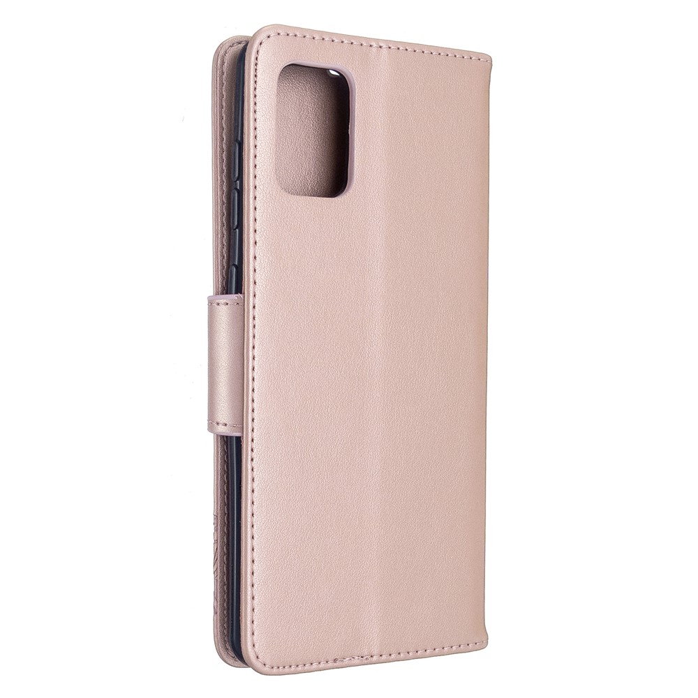 Imprint Butterflies Wallet Stand Flip Leather Case for Samsung Galaxy A71 A715 - Rose Gold-3