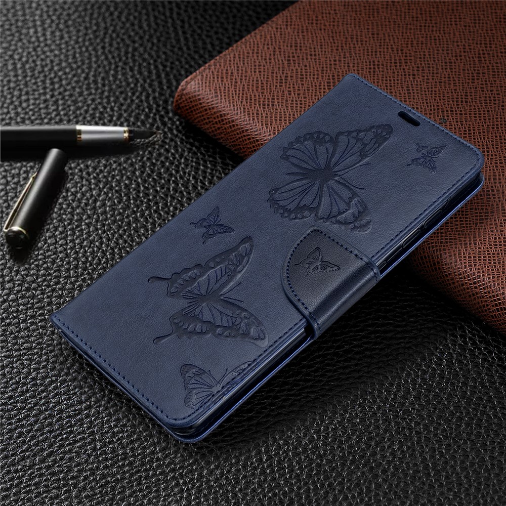 Imprint Butterflies Wallet Stand Flip Leather Case for Samsung Galaxy A71 A715 - Blue-7