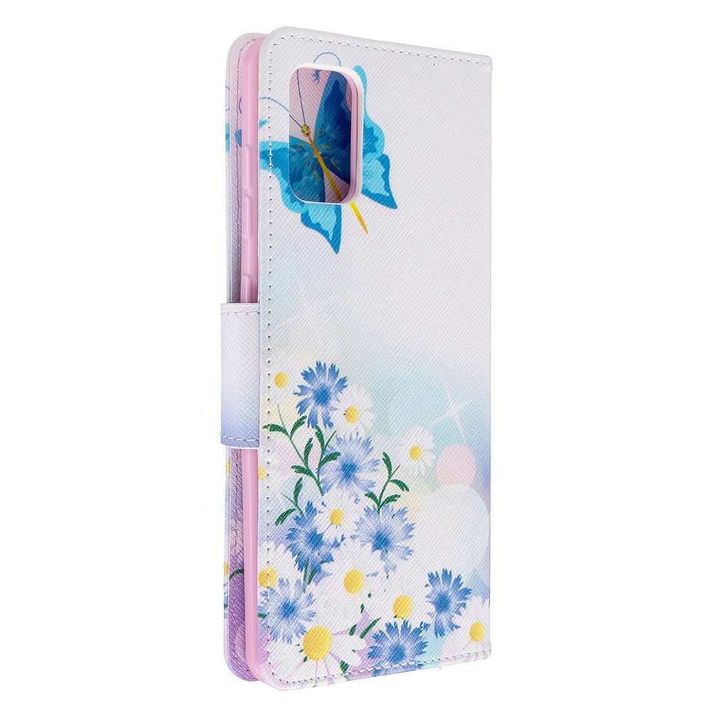 Pattern Printing Wallet Leather Flip Phone Cover for Samsung Galaxy A71 - Butterflies and Flowers-3